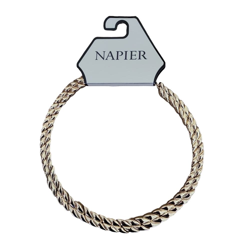 Napier Gold Tone Woven Choker Necklace 16" Adjustable Statement Collar Jewelry